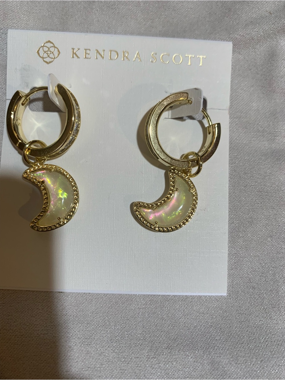 Kendra Scott Gold Crescent Opal Drop Huggie Earrings